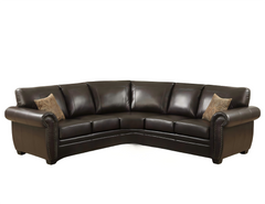 Sectional Leather Sofa with Antique Brass Nail Head Trim, Wooden Frame, High-Density Foam, Ideal for Family Gatherings
