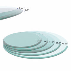 24" Round Tempered Glass Table Top Clear Glass 2/5 Inch Thick Beveled Polished Edge (Old Sku:W126560355)