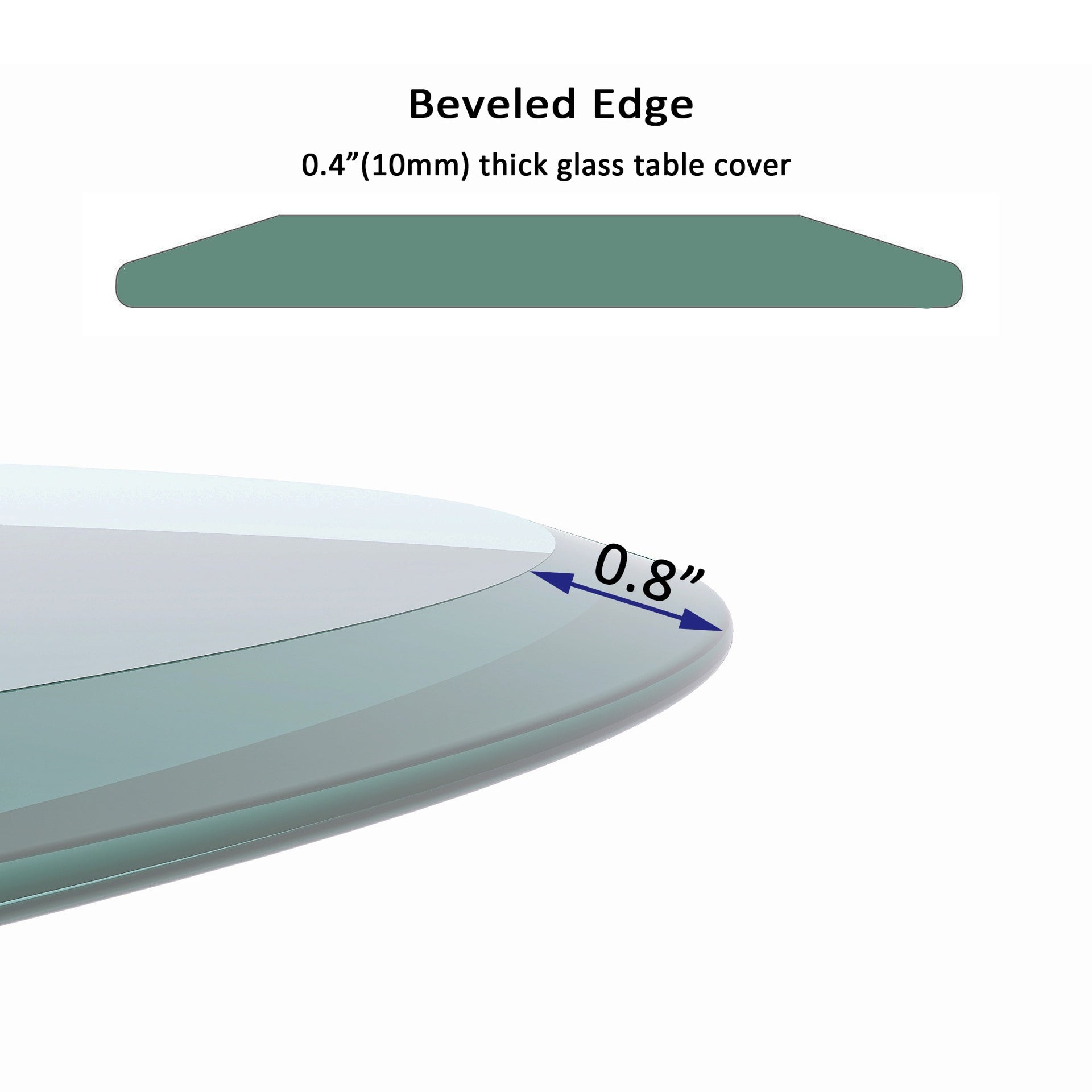 24" Round Tempered Glass Table Top Clear Glass 2/5 Inch Thick Beveled Polished Edge (Old Sku:W126560355)