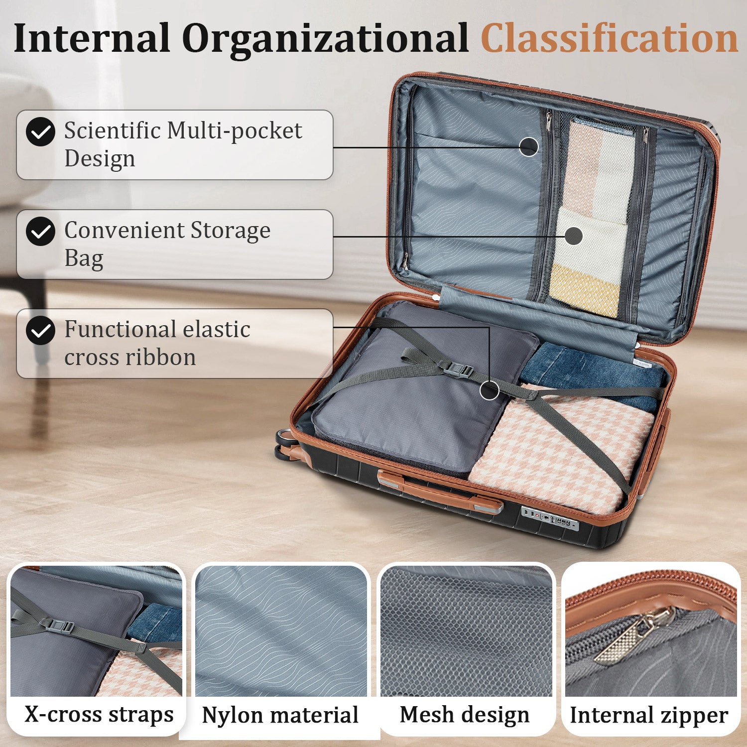 Luggage Sets 4 Piece(14/20/24/28), Expandable Lightweight Suitcase with 4 Double 360 Degrees Mute Spinner Wheels PP Materials Durable TSA Lock Travel Luggage