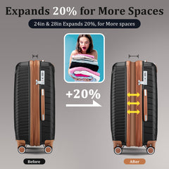 Luggage Sets 4 Piece(14/20/24/28), Expandable Lightweight Suitcase with 4 Double 360 Degrees Mute Spinner Wheels PP Materials Durable TSA Lock Travel Luggage