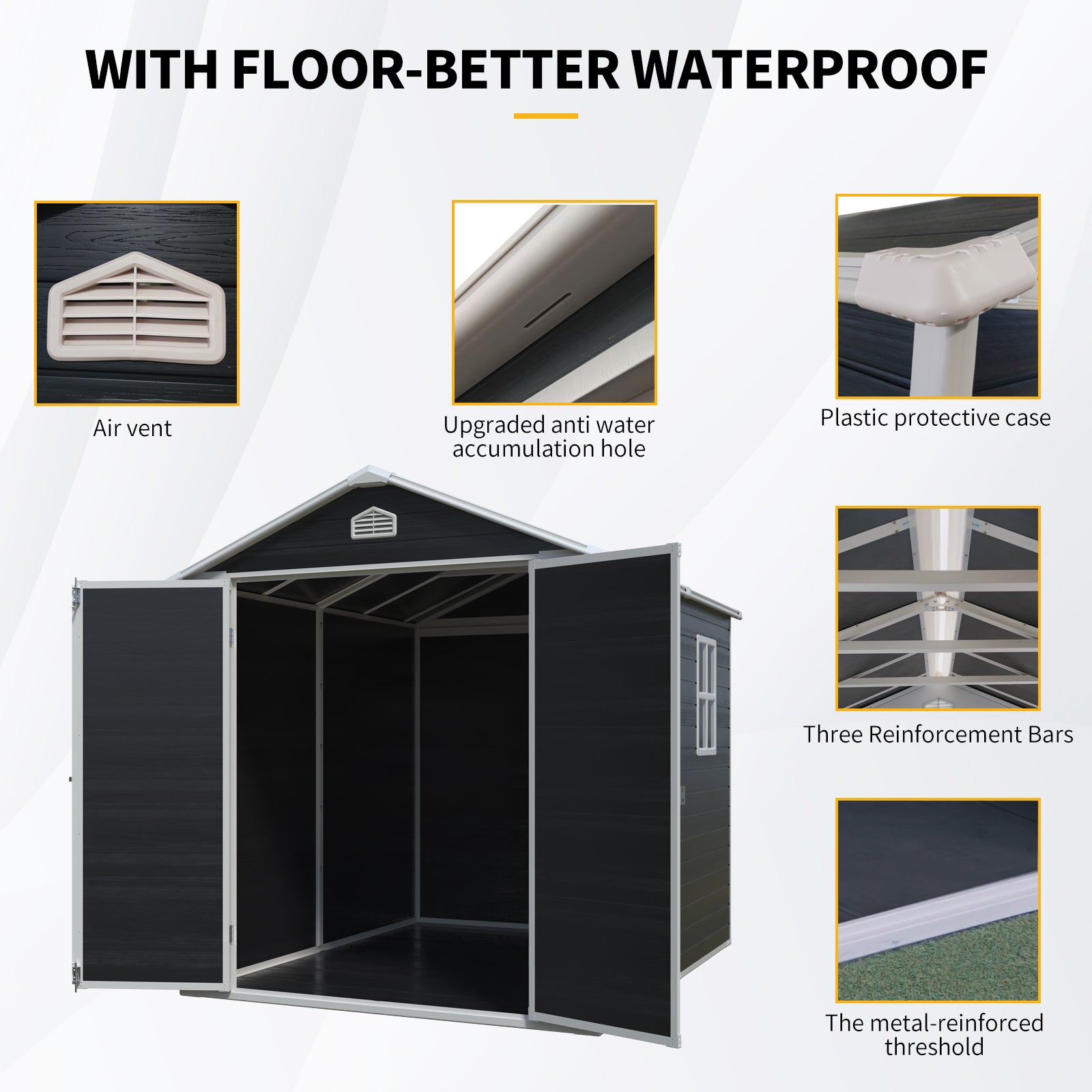 6 ft x 8 ft Resin Outdoor Storage Shed Kit-Perfect to Store Patio Furniture,Black (W540S00025)