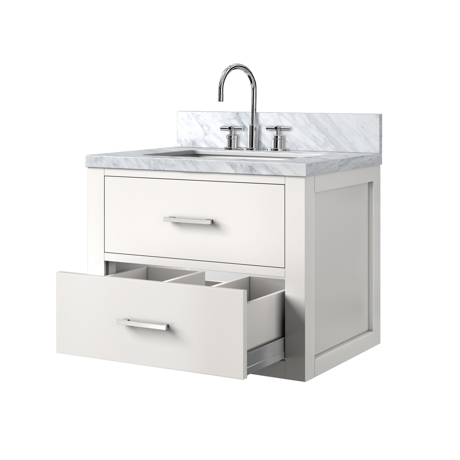 White Single Bath Vanity 24 in. W x 18 in. D, Acrylic Top, and Faucet Set