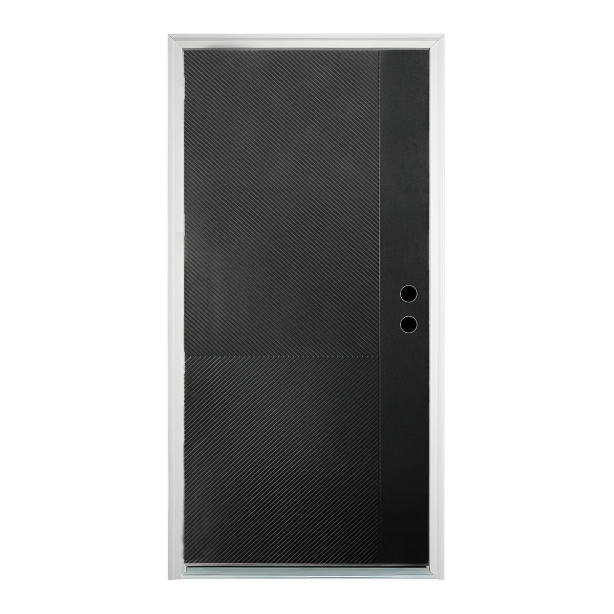36 x 80 Antique Black Finished Fiberglass Entry Door Left Hand Inswing Fiberglass Door With White 4-9/16 Vinyl Frame