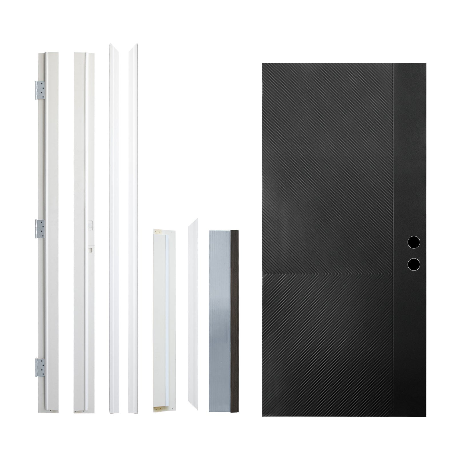 36 x 80 Antique Black Finished Fiberglass Entry Door Left Hand Inswing Fiberglass Door With White 4-9/16 Vinyl Frame