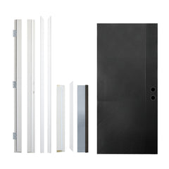 36 x 80 Antique Black Finished Fiberglass Entry Door Left Hand Inswing Fiberglass Door With White 4-9/16 Vinyl Frame