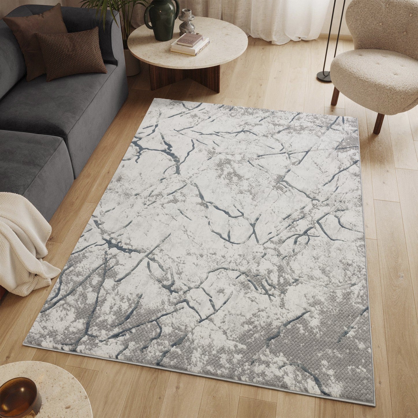 Geometrix GC_DIM1007 Gray 5 ft. 3 in. x 7 ft. 3 in. Area Rug