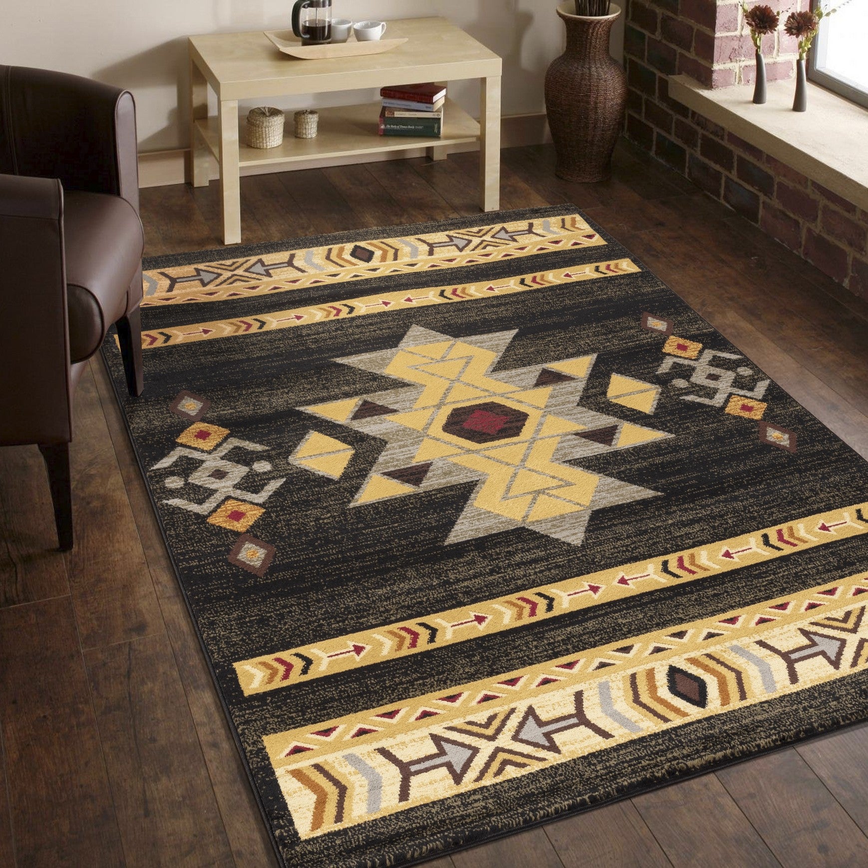 Tribes GC_YLS4004 Black 7 ft. 10 in. x 10 ft. 3 in. Southwest Area Rug