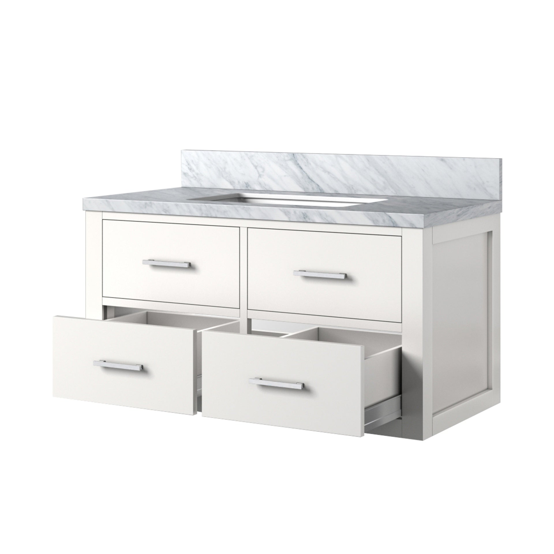 White Single Bath Vanity 36 in. W x 22 in. D, with Carrara Marble Top