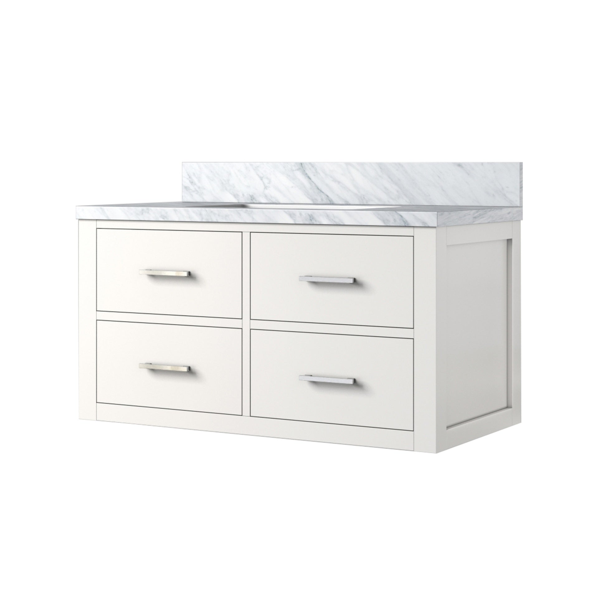 White Single Bath Vanity 36 in. W x 22 in. D, with Carrara Marble Top