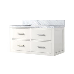 White Single Bath Vanity 36 in. W x 22 in. D, with Carrara Marble Top