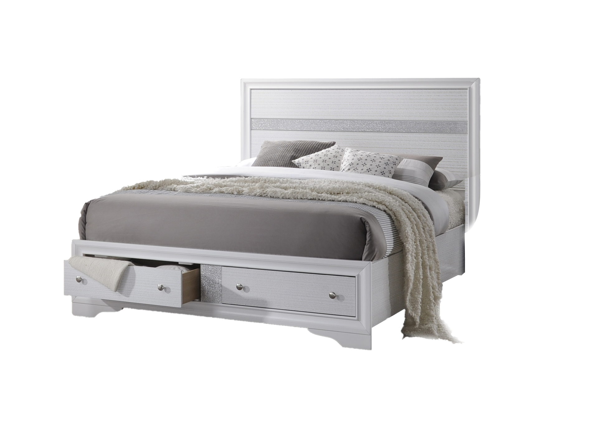 Traditional Style Full Size Storage Bed made with Wood in White
