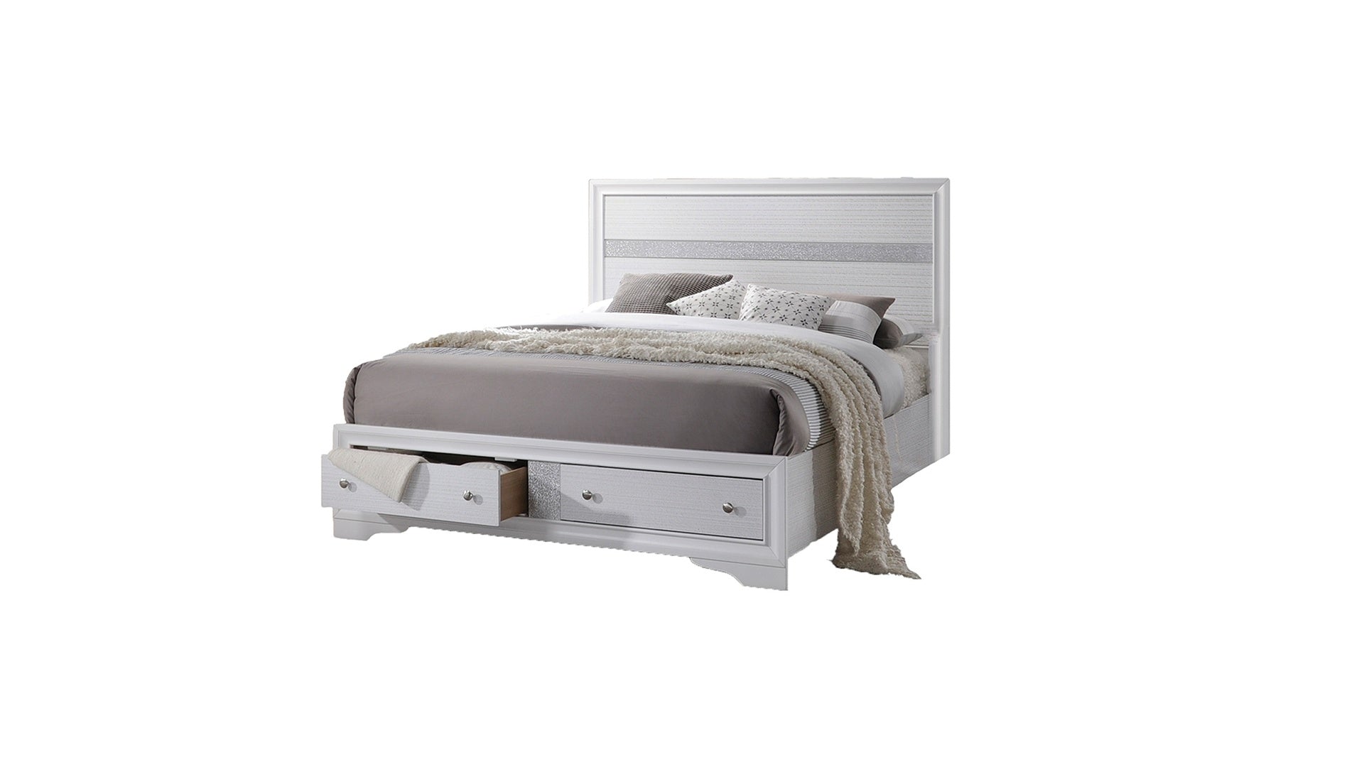 Traditional Style Full Size Storage Bed made with Wood in White