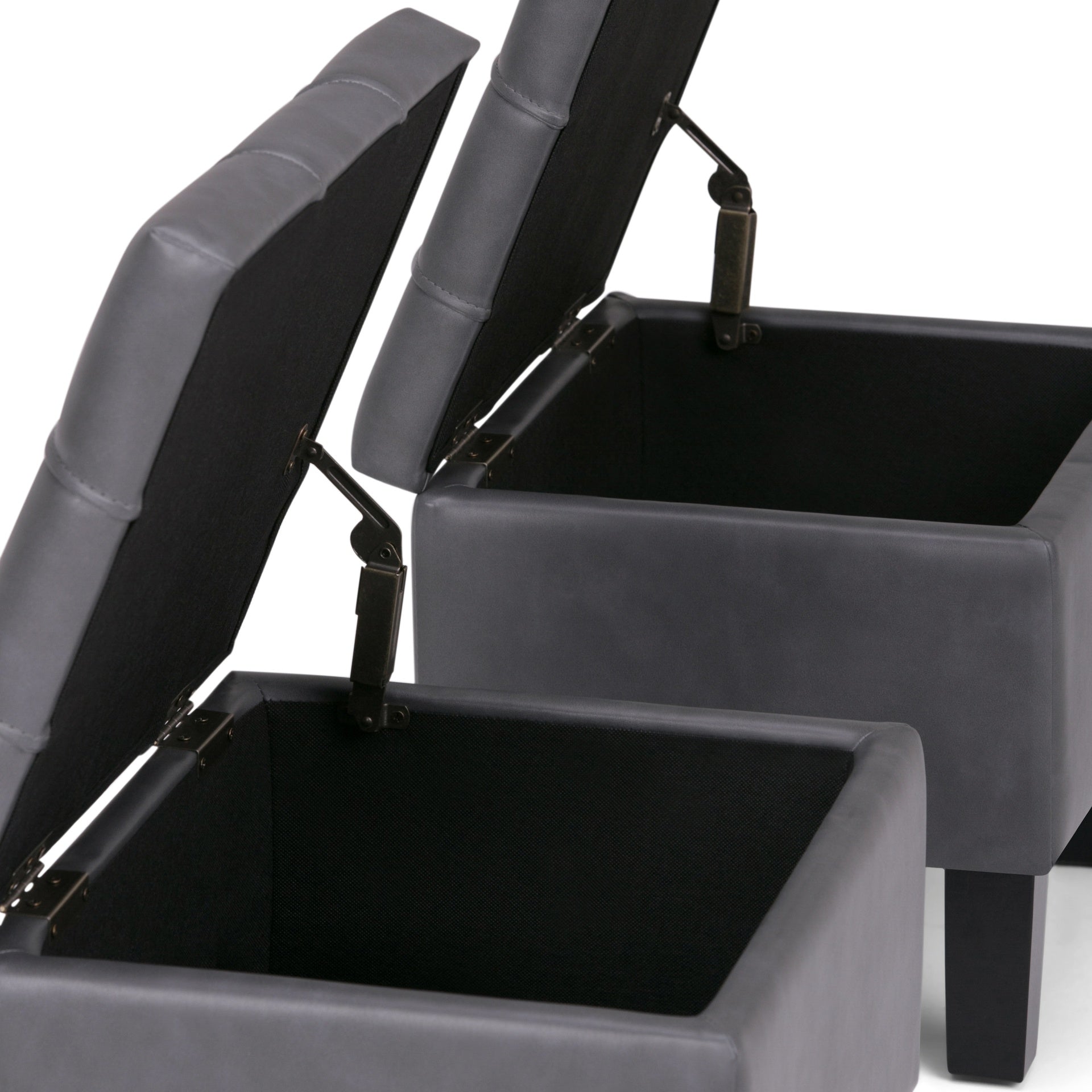 Dover - 3 Piece Storage Ottoman - Stone Grey