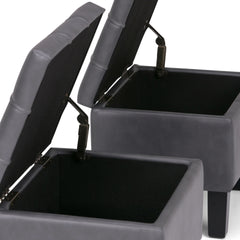 Dover - 3 Piece Storage Ottoman - Stone Grey