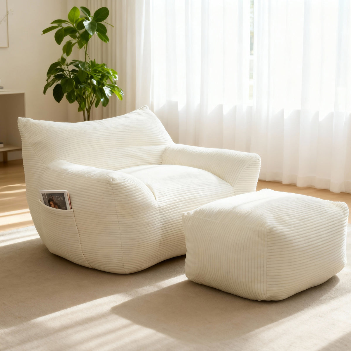 Bean Bag Chair for Adults, Oversized Comfy Beanbag Living Room Lazy Sofa for Bedroom & Dorm