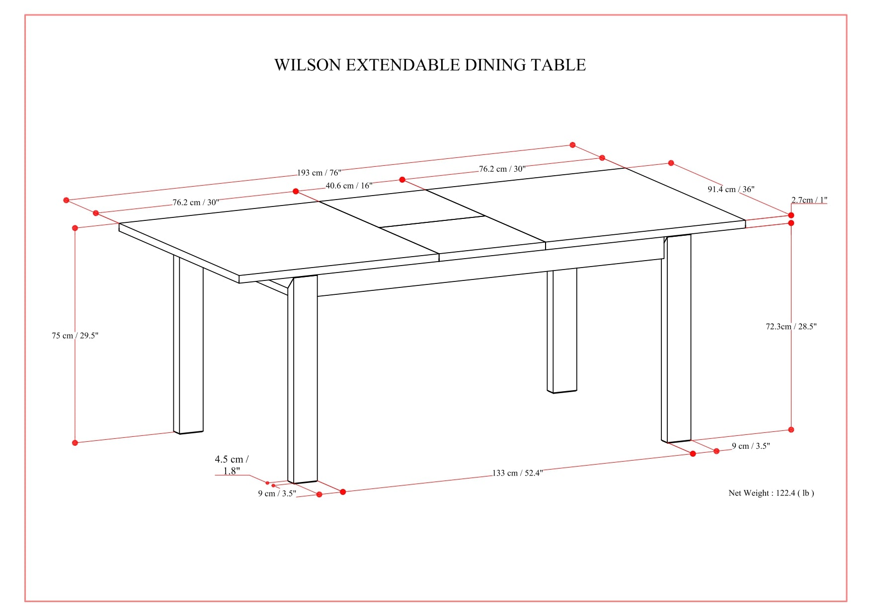 Wilson 60-76 inch x 36 inch Rectangle Transitional Extendable Dining Table in Walnut Veneer