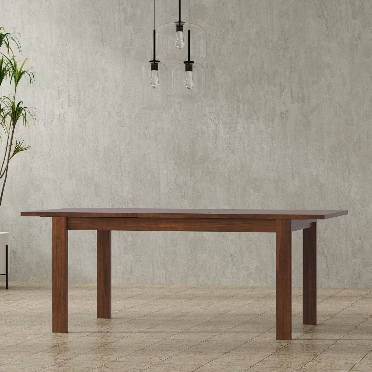 Wilson 60-76 inch x 36 inch Rectangle Transitional Extendable Dining Table in Walnut Veneer