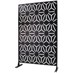 Outdoor & Indoor Privacy Screen Metal Privacy Screen 76" H×48" W, Freestanding Decorative Privacy Screen for Deck Balcony Patio, Privacy Fence Panels for Outside Lawn Garden PS118 BLACK