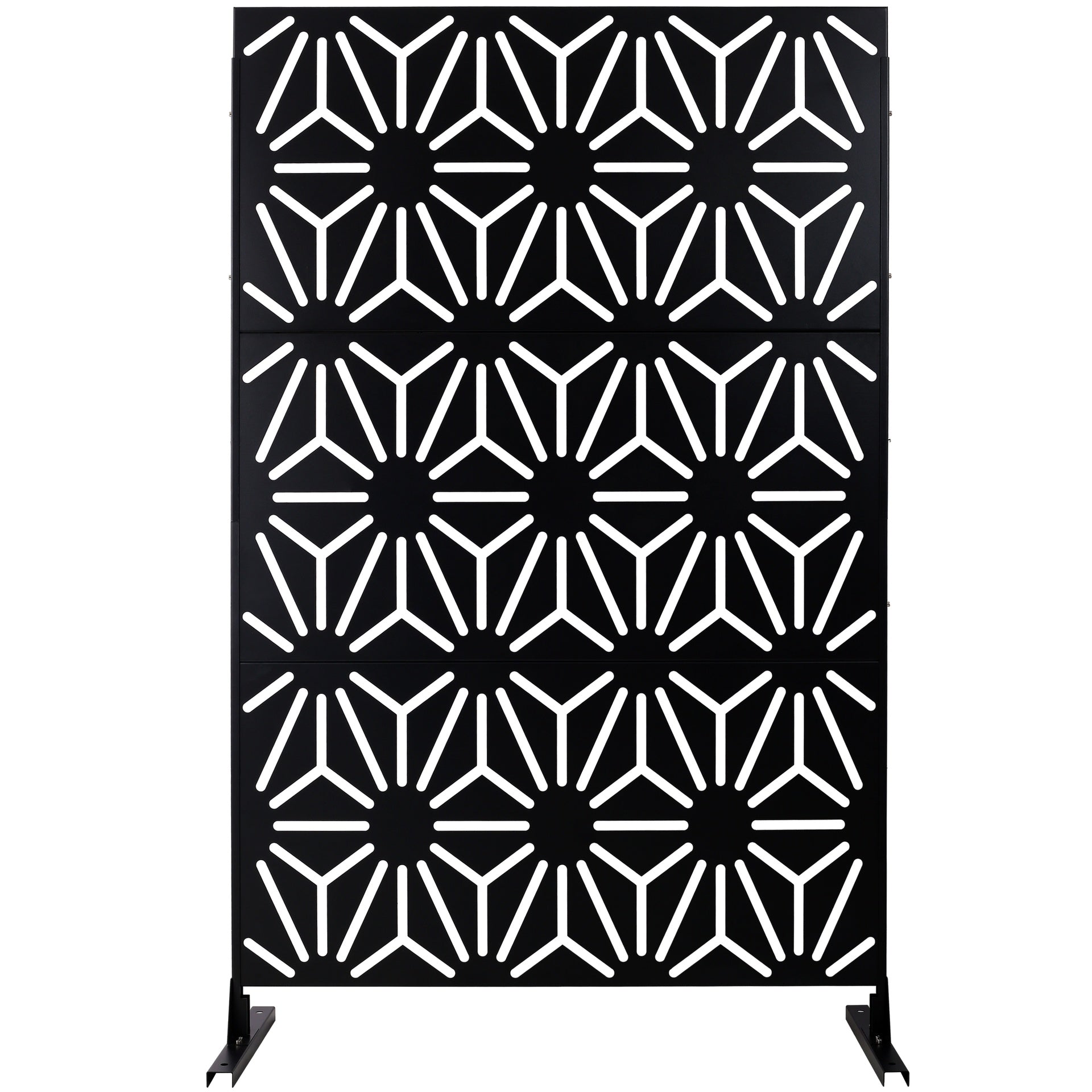Outdoor & Indoor Privacy Screen Metal Privacy Screen 76" H×48" W, Freestanding Decorative Privacy Screen for Deck Balcony Patio, Privacy Fence Panels for Outside Lawn Garden PS118 BLACK
