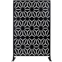 Outdoor & Indoor Privacy Screen Metal Privacy Screen 76" H×48" W, Freestanding Decorative Privacy Screen for Deck Balcony Patio, Privacy Fence Panels for Outside Lawn Garden PS118 BLACK