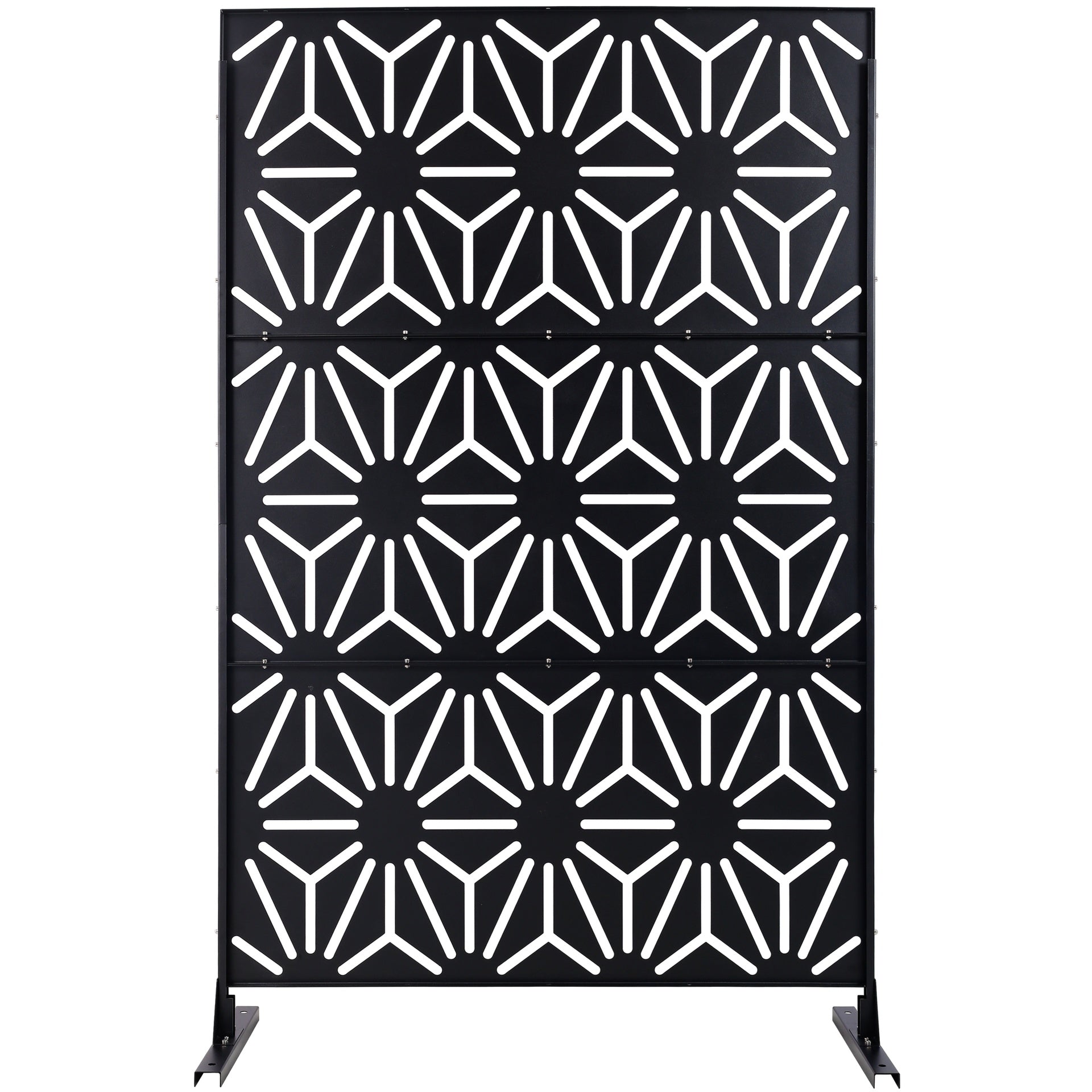 Outdoor & Indoor Privacy Screen Metal Privacy Screen 76" H×48" W, Freestanding Decorative Privacy Screen for Deck Balcony Patio, Privacy Fence Panels for Outside Lawn Garden PS118 BLACK