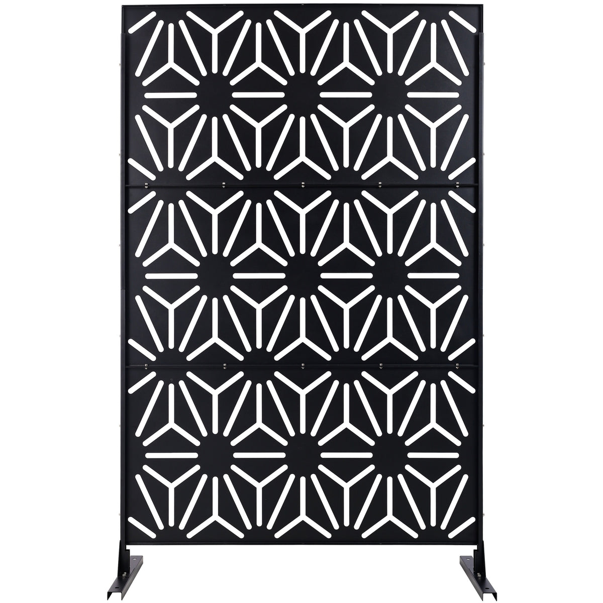 Outdoor & Indoor Privacy Screen Metal Privacy Screen 76" H×48" W, Freestanding Decorative Privacy Screen for Deck Balcony Patio, Privacy Fence Panels for Outside Lawn Garden PS118 BLACK