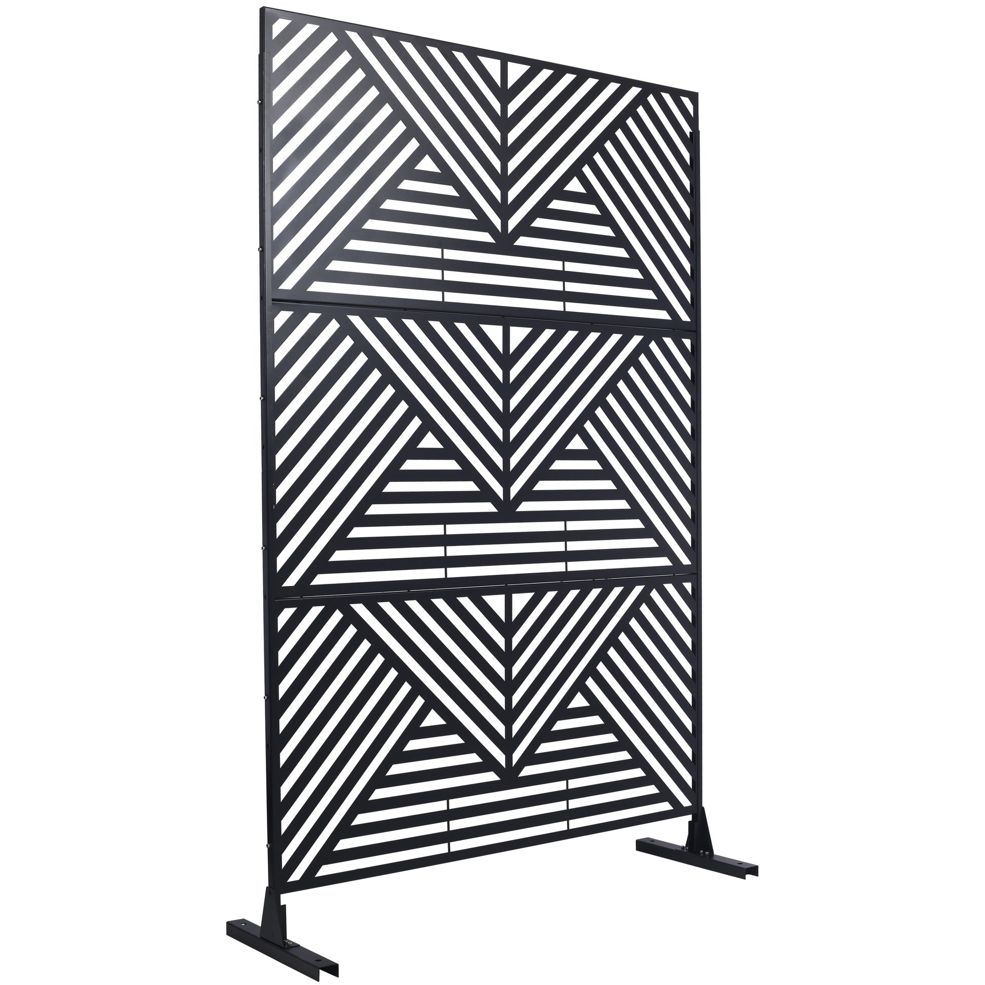 Outdoor & Indoor Privacy Screen Metal Privacy Screen 76" H×48" W, Freestanding Decorative Privacy Screen for Deck Balcony Patio, Privacy Fence Panels for Outside Lawn Garden PS101 BLACK