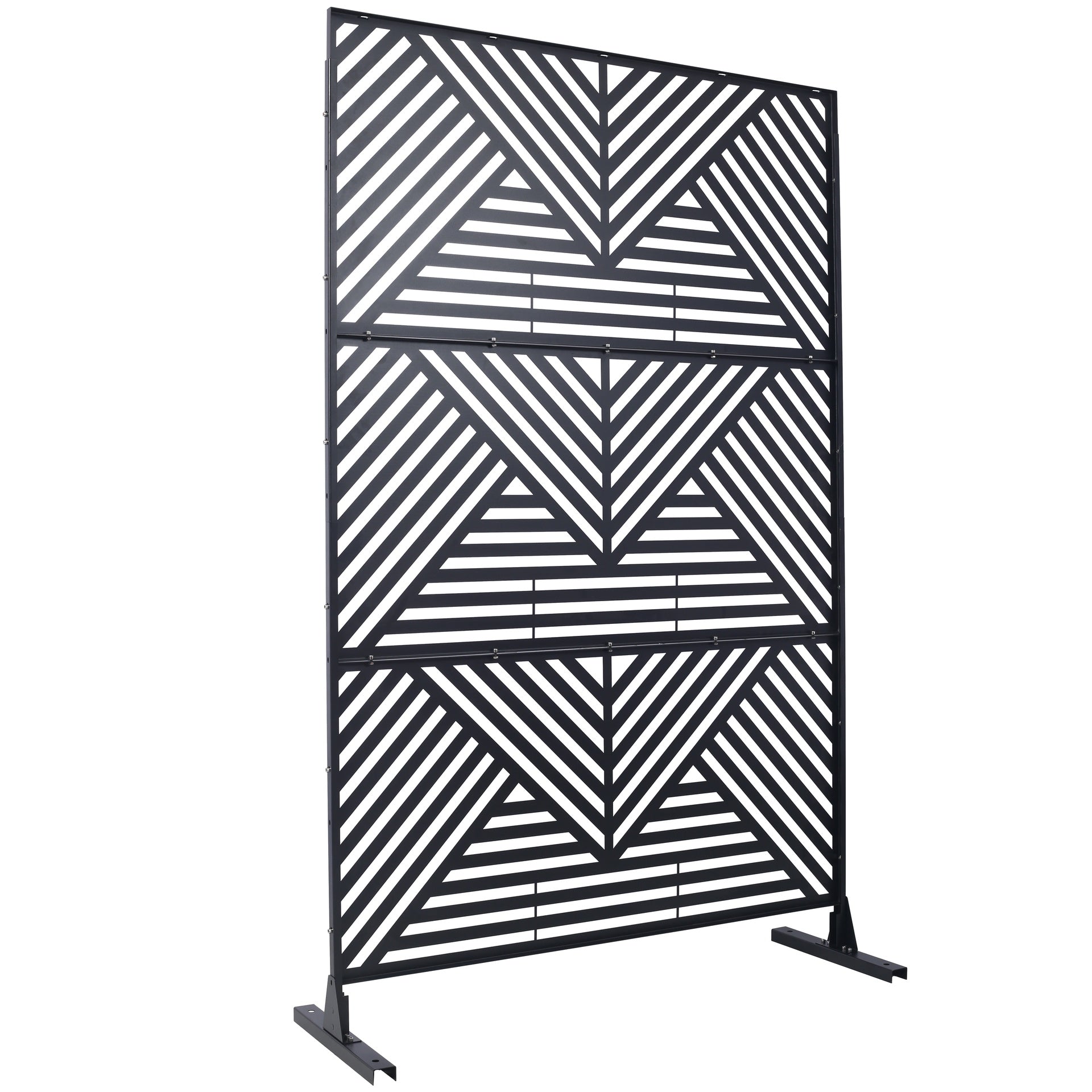 Outdoor & Indoor Privacy Screen Metal Privacy Screen 76" H×48" W, Freestanding Decorative Privacy Screen for Deck Balcony Patio, Privacy Fence Panels for Outside Lawn Garden PS101 BLACK
