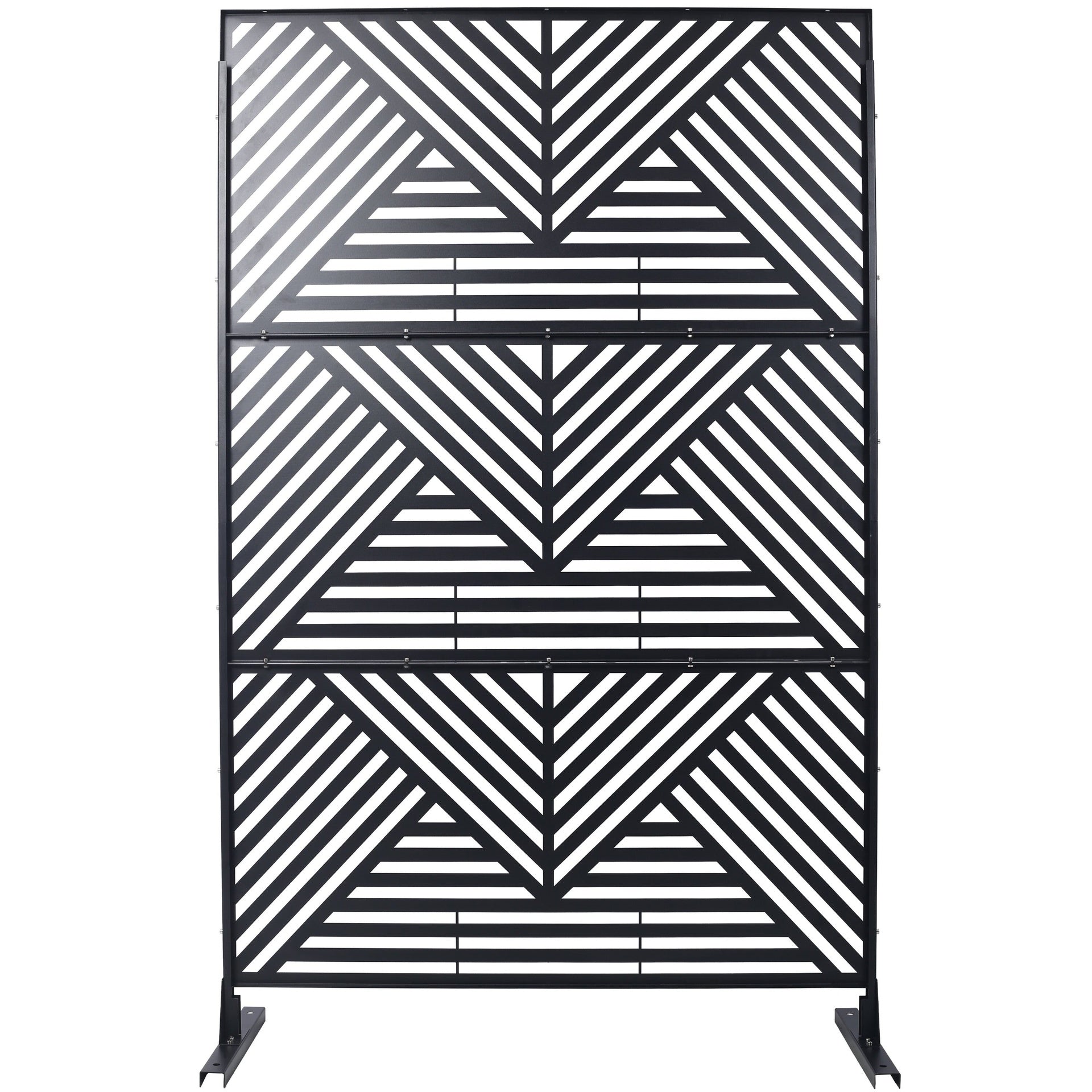 Outdoor & Indoor Privacy Screen Metal Privacy Screen 76" H×48" W, Freestanding Decorative Privacy Screen for Deck Balcony Patio, Privacy Fence Panels for Outside Lawn Garden PS101 BLACK
