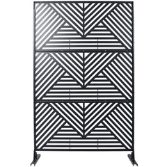 Outdoor & Indoor Privacy Screen Metal Privacy Screen 76" H×48" W, Freestanding Decorative Privacy Screen for Deck Balcony Patio, Privacy Fence Panels for Outside Lawn Garden PS101 BLACK