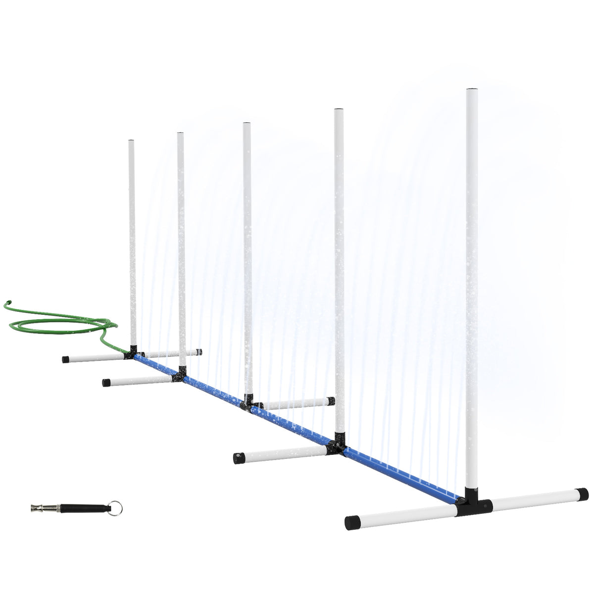 PawHut 2 Piece Dog Agility Training Equipment Set with Weave Poles, Spray Water Tube, Whistle, Carry Bag, Dog Agility Course for Outdoor, Garden, Backyard, White