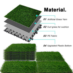 54 PCS Interlocking Artificial Grass Tiles - 12"x12" Turf Outdoor Indoor Fake Grass Deck Flooring Set for Patio, Balcony, Backyard