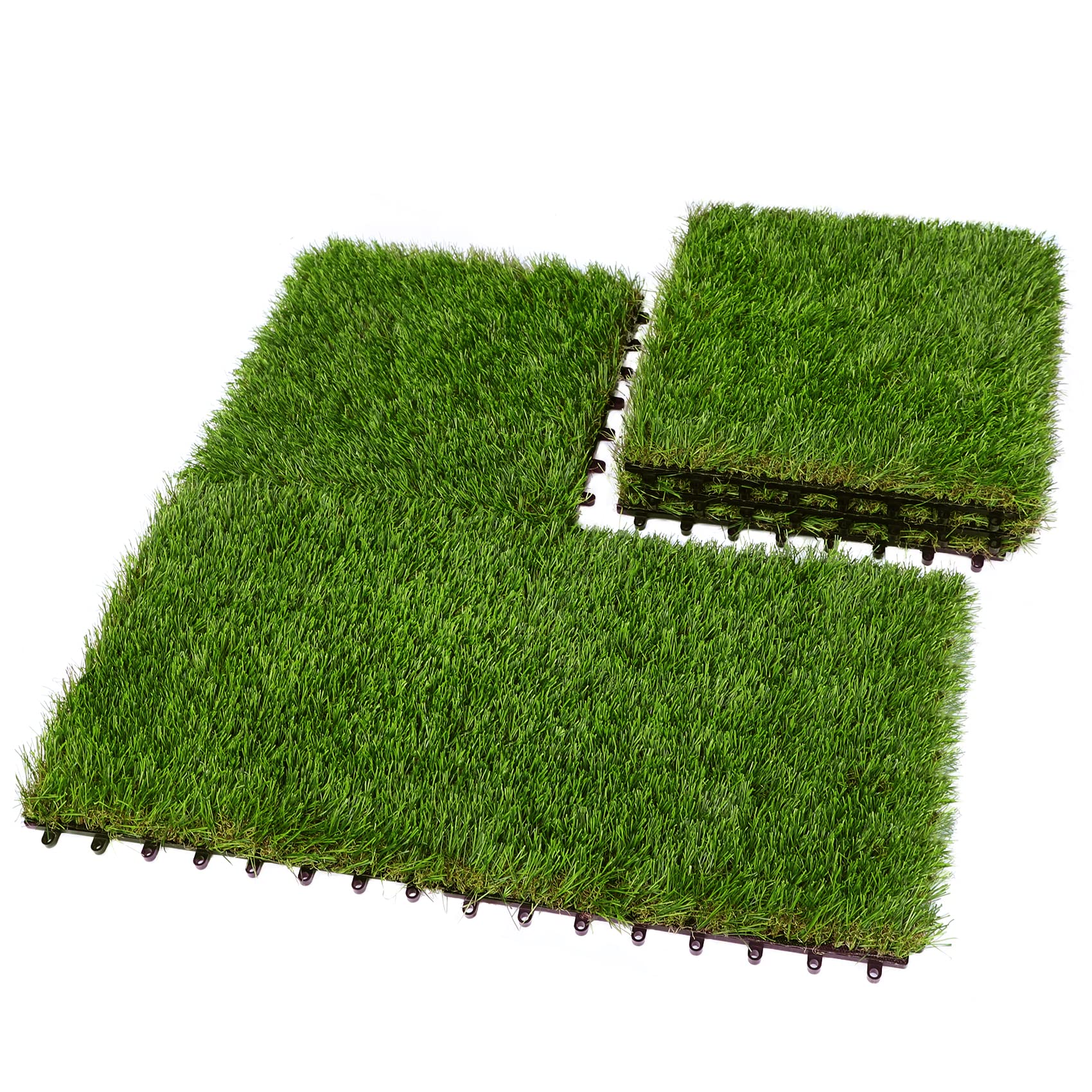 54 PCS Interlocking Artificial Grass Tiles - 12"x12" Turf Outdoor Indoor Fake Grass Deck Flooring Set for Patio, Balcony, Backyard