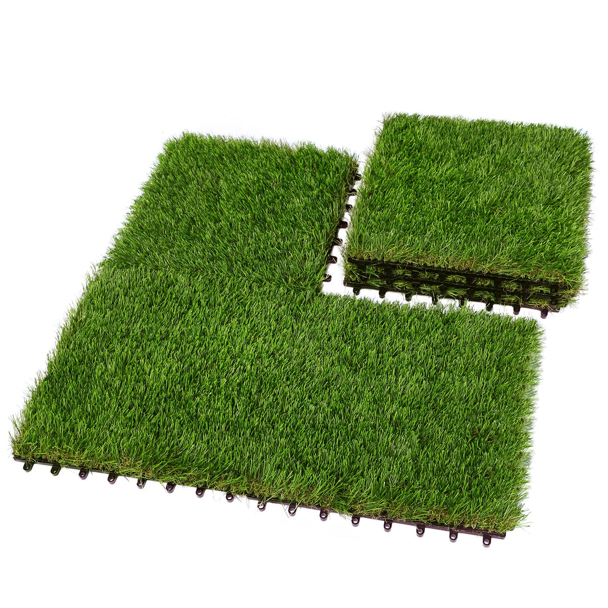 54 PCS Interlocking Artificial Grass Tiles - 12"x12" Turf Outdoor Indoor Fake Grass Deck Flooring Set for Patio, Balcony, Backyard