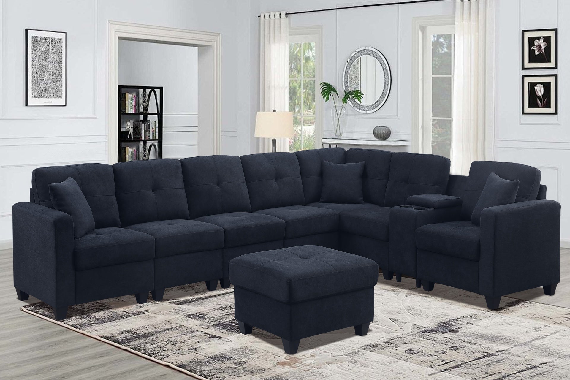 Sectional Sofa, Dark Blue