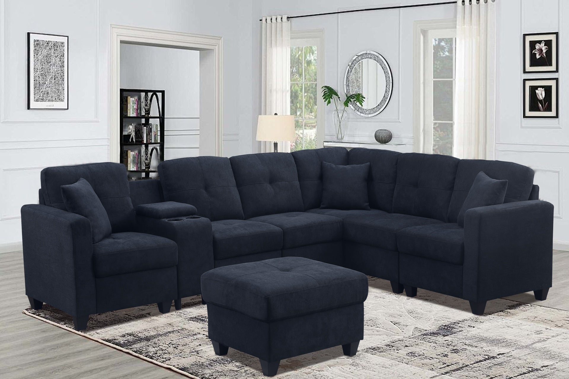 Sectional Sofa, Dark Blue