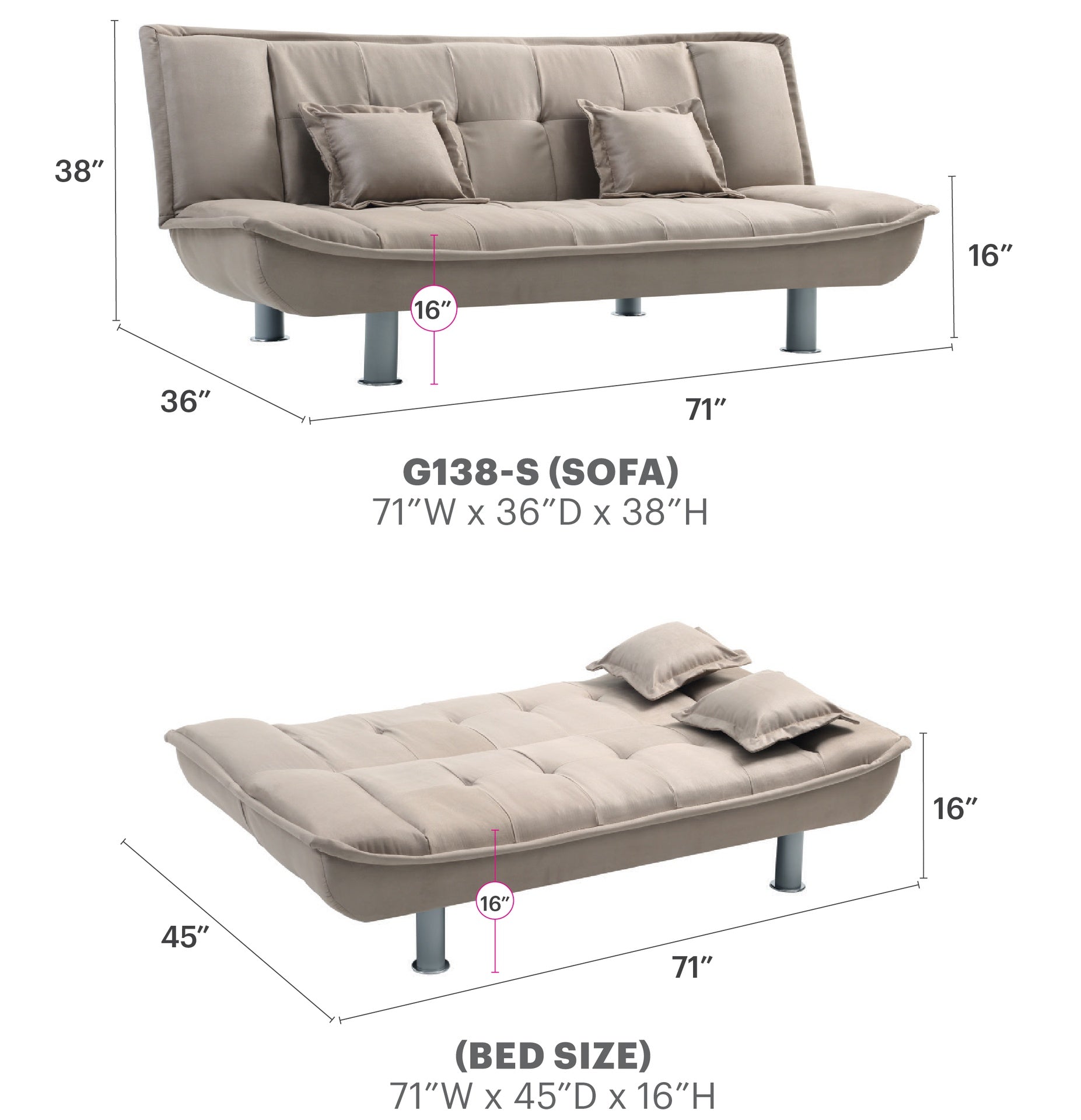 Lionel G138-S Sofa Bed , MOCHA