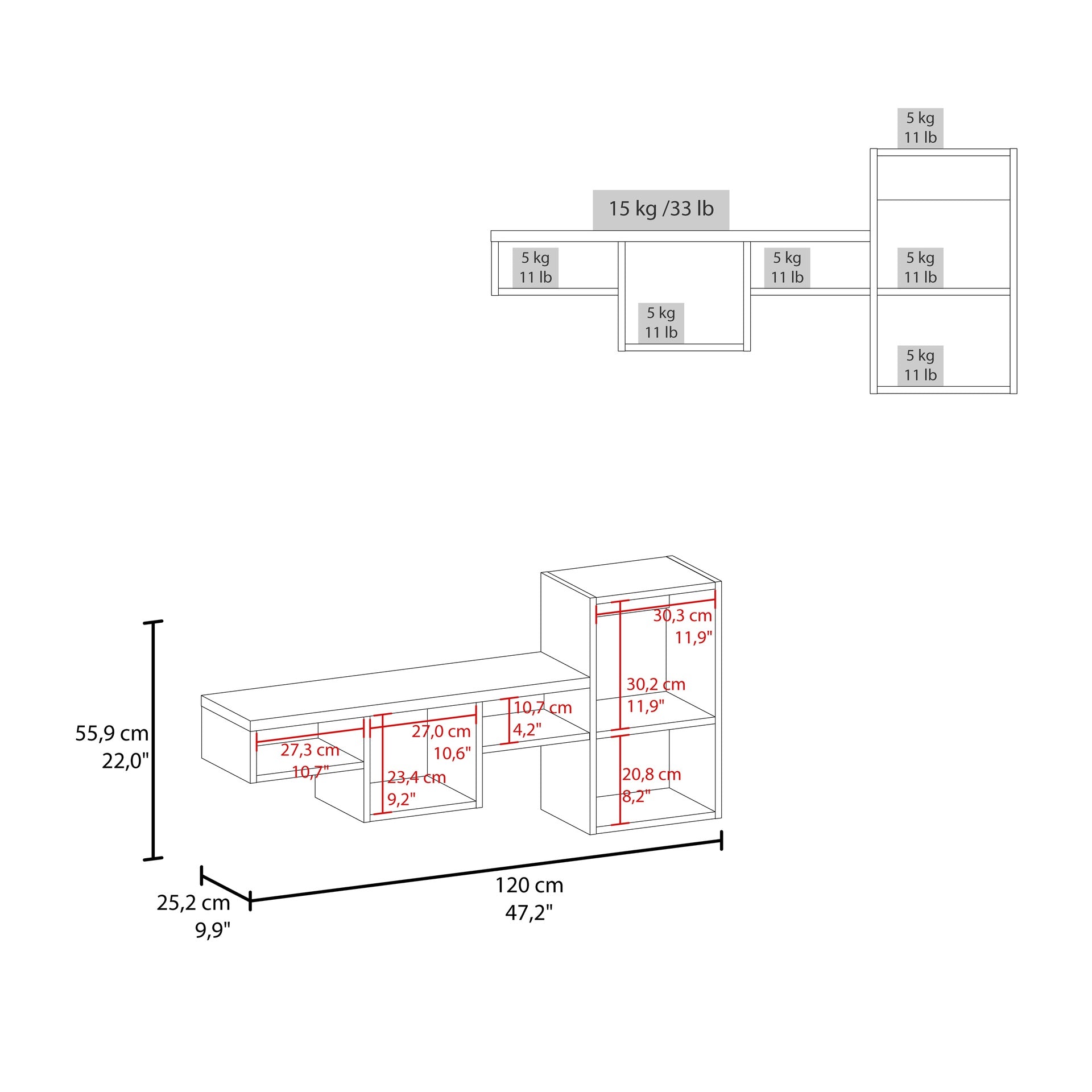 Wallshe 47" Wide 7-Tier Wall Shelf, Cube Shelf Modular Shelf for Living Room, Home office, Bedroom  White