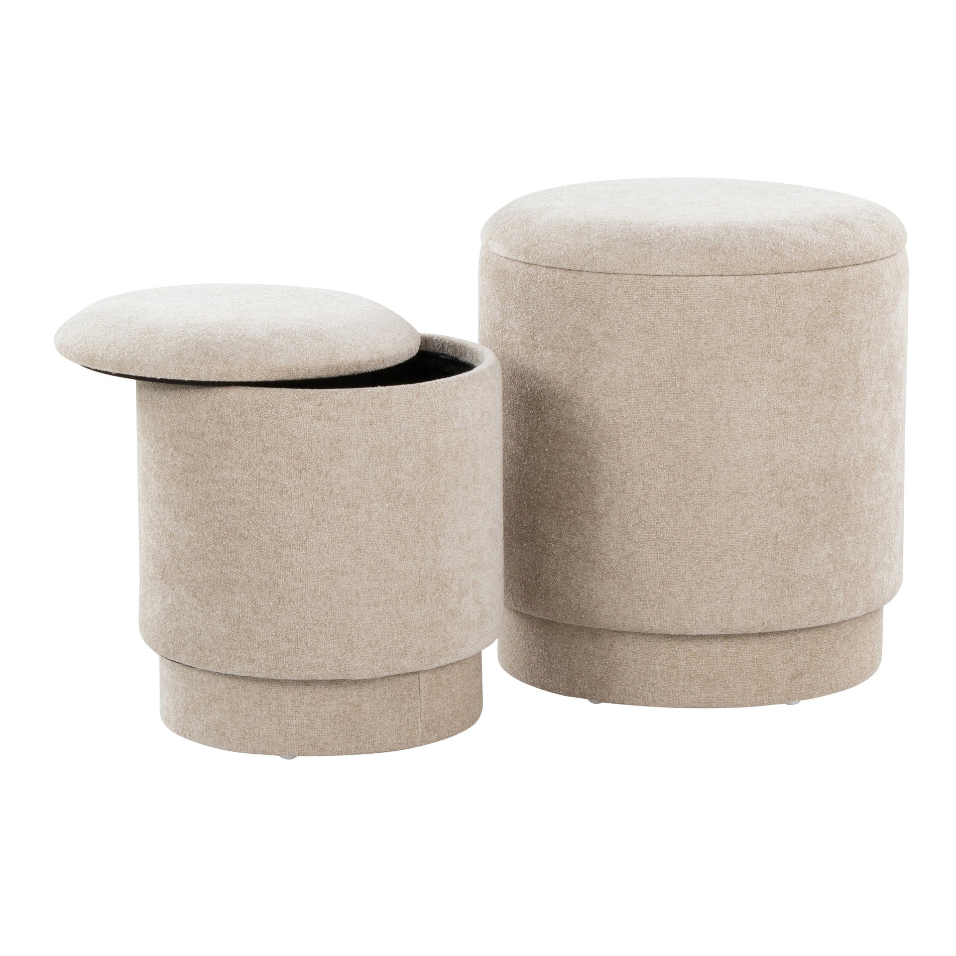 Marla Upholstered Contemporary Ottoman Set in Beige Fabric by LumiSource