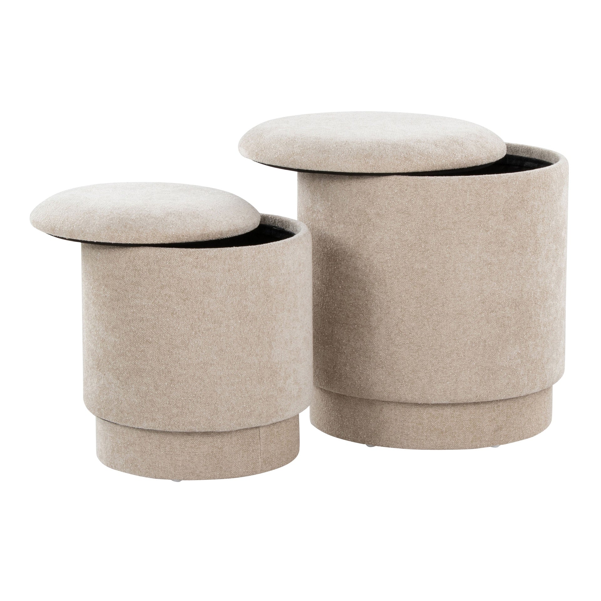 Marla Upholstered Contemporary Ottoman Set in Beige Fabric by LumiSource