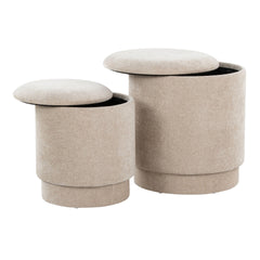 Marla Upholstered Contemporary Ottoman Set in Beige Fabric by LumiSource