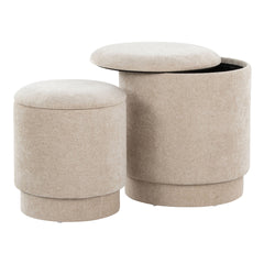 Marla Upholstered Contemporary Ottoman Set in Beige Fabric by LumiSource