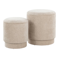 Marla Upholstered Contemporary Ottoman Set in Beige Fabric by LumiSource