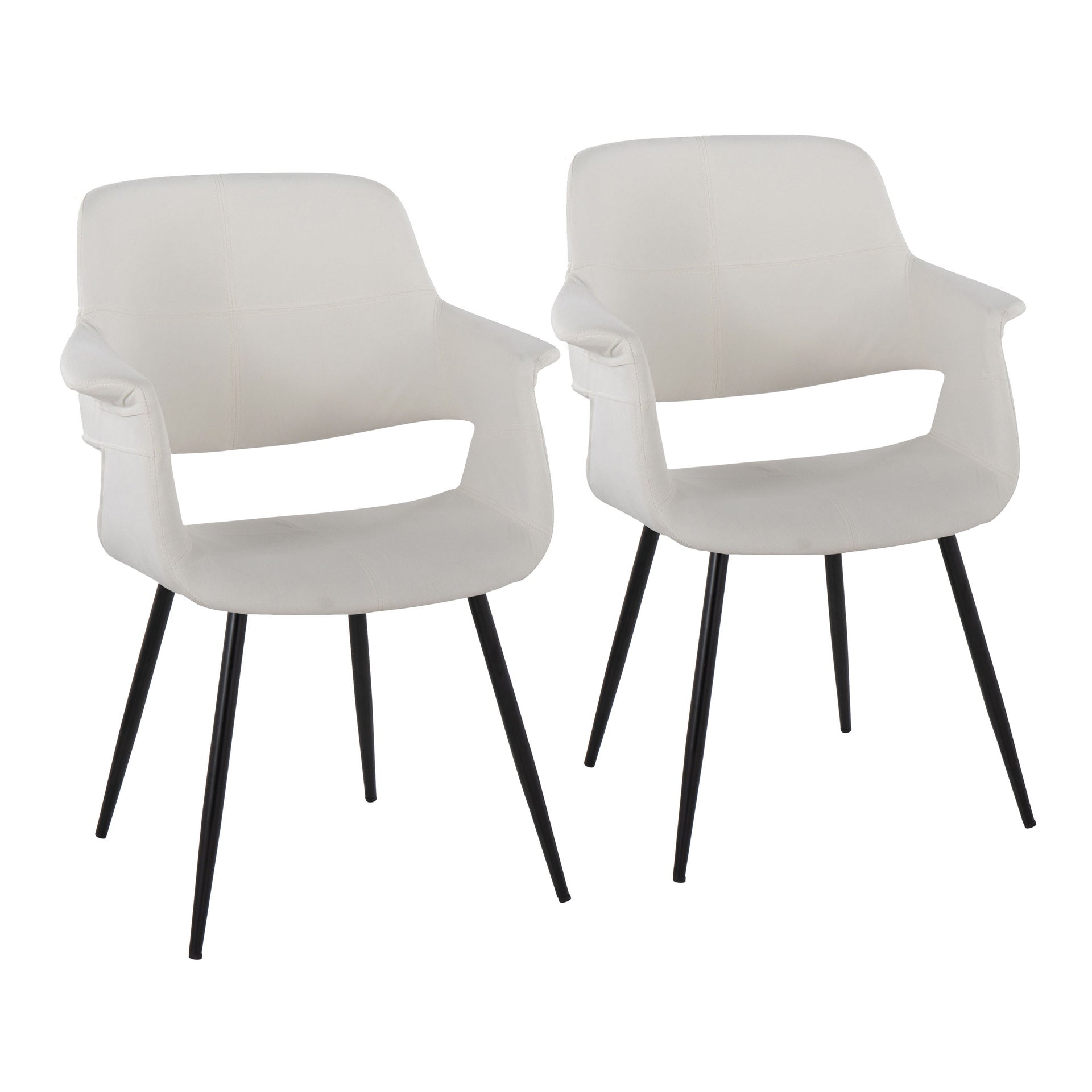 Vintage Flair Glam/Art Deco Chair in Black Metal and Cream Velvet by LumiSource - Set of 2