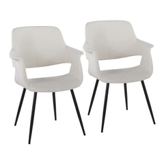 Vintage Flair Glam/Art Deco Chair in Black Metal and Cream Velvet by LumiSource - Set of 2