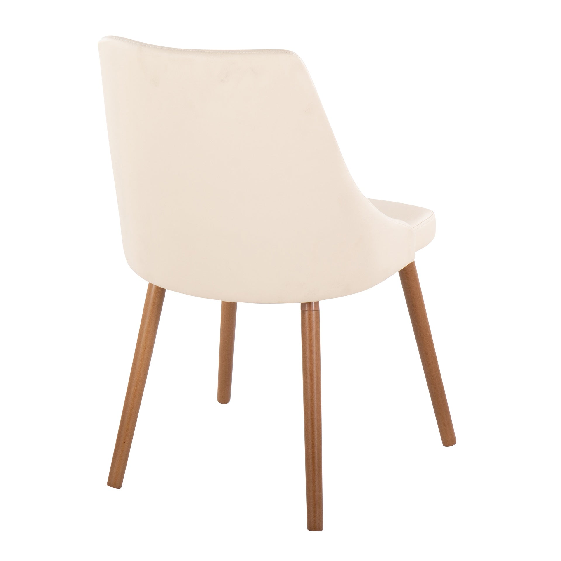 Giovanni Contemporary Accent/Dining Chair in Walnut Wood and Cream Faux Leather by LumiSource - Set of 2