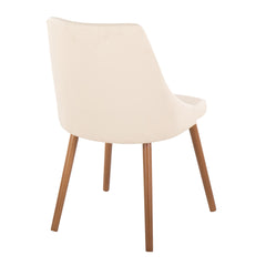 Giovanni Contemporary Accent/Dining Chair in Walnut Wood and Cream Faux Leather by LumiSource - Set of 2