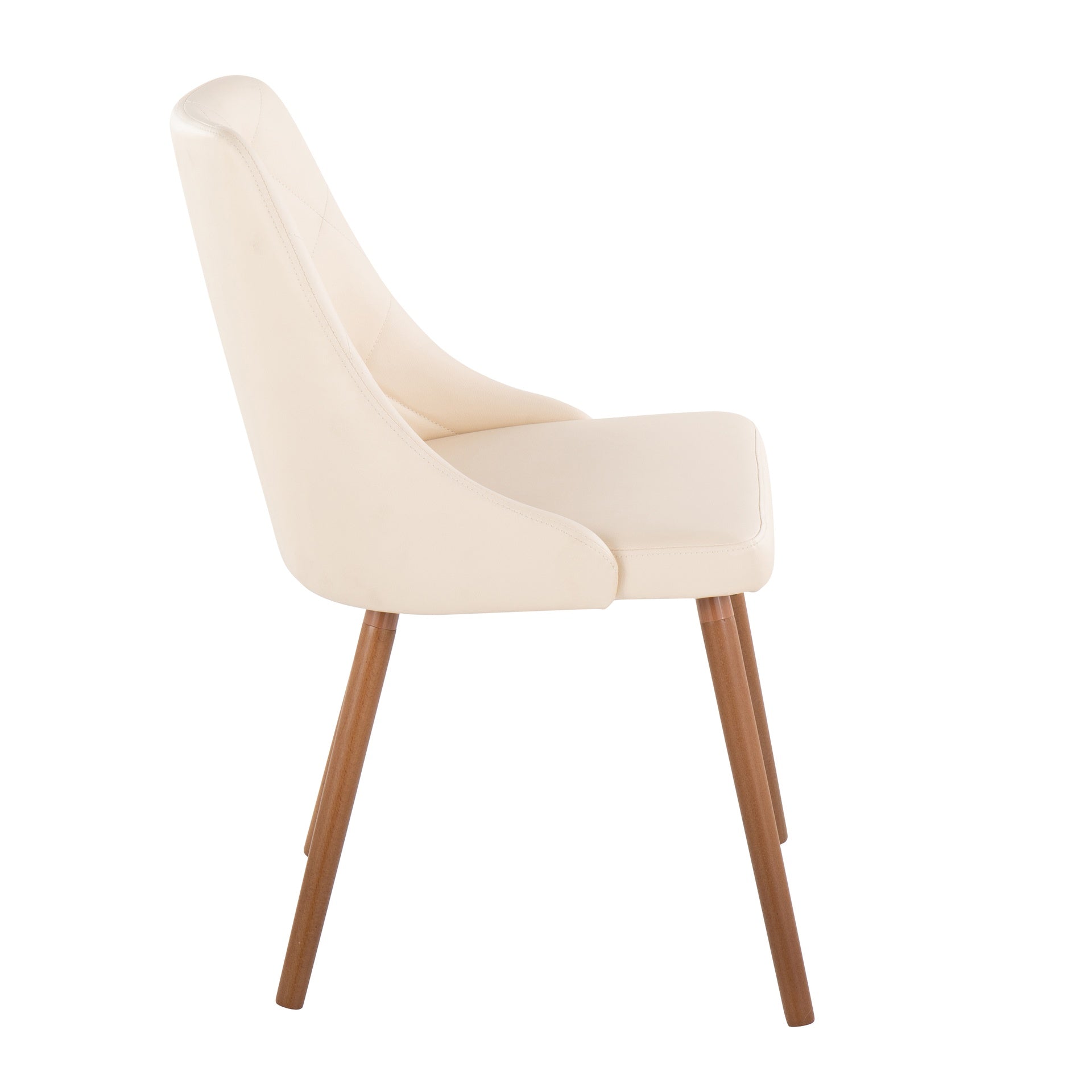 Giovanni Contemporary Accent/Dining Chair in Walnut Wood and Cream Faux Leather by LumiSource - Set of 2