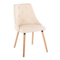Giovanni Contemporary Accent/Dining Chair in Natural Wood and Cream Faux Leather by LumiSource - Set of 2